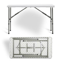 Table pliante carrée ZDZ-05 en plastique HDPE de 4 pieds / 6 pieds / 8 pieds, mobilier d'extérieur portable, pliable, blanche, pour décoration de fête et de mariage
