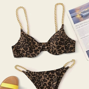 Conjunto de Bikini Brillante de 2 Piezas con Decoración de Perlas, Traje de Baño para Mujer, Tejido Ecológico de Spandex y Poliéster - Product Image 5