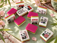 Jeu de Mahjong américain, tuiles de Mahjong Panda, design floral à 3 couches avec tuiles Joker et tuiles des éléments, pour soirée de jeu en famille, cadeau de fête