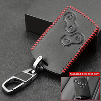 Étui pour clé de voiture en cuir PU avec porte-clés métallique pour Kadjar/Captur/Clio Megane (1ère génération) - Protection de clé noire durable et sécurisée