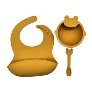 BPA 무료 방수 실리콘 아기 턱받이 실리콘 흡입 그릇 숟가락 아기 실리콘 도매 공급 고무 저녁 식사 세트 - Product Image 2