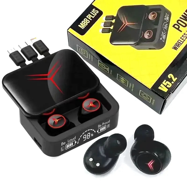 Hot Sell M88 Plus LED Display Tws Gaming Earbuds Wireless Earbuds Earphone With With Charging Cable Power Bank M88Plus Earphones