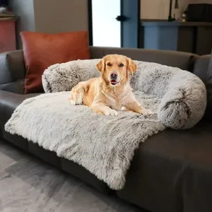 बड़े कुत्तों के लिए लक्जरी हटाने योग्य धोने योग्य सोफा फ्लफी डॉग पालतू सोफा बिस्तर कुशन कुत्ता बिस्तर