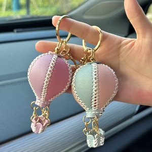 Porte-clés en cuir fait main DIY en forme de montgolfière, breloques, cordon, souvenirs, cadeaux, mini porte-clés - Product Image 2
