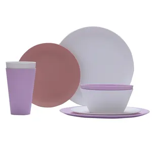 中国制造专业制造廉价派对紫色粉色白色盘子餐具套装