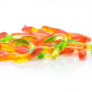 Chinese wholesale candy supplier assorted fruit lollipop sweet gummy worm candy