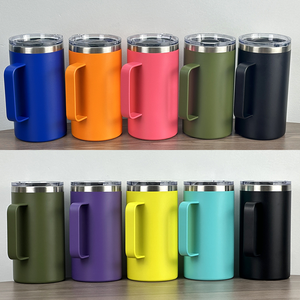 Gobelet isotherme en acier inoxydable <span class=keywords><strong>de</strong></span> 24 oz avec logo personnalisé, tasse thermique à double paroi sous vide avec poignée, portable pour café et <span class=keywords><strong>bière</strong></span> - Product Image 4