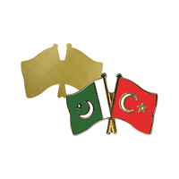 Insignes en émail doux à double drapeau personnalisés Épinglette en métal Accessoires pour costume vêtements Échange international Turquie USA et plus de drapeaux