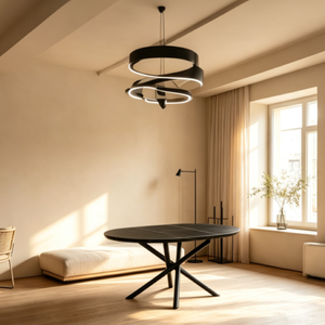 <span class=keywords><strong>Table</strong></span> à <span class=keywords><strong>manger</strong></span> extensible <span class=keywords><strong>de</strong></span> luxe <span class=keywords><strong>avec</strong></span> plateau en pierre frittée, extension à feuilles escamotables et base en métal robuste, directement <span class=keywords><strong>de</strong></span> l'usine - Product Image 3