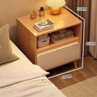 Table de chevet moderne Tenghang à 2 tiroirs avec pieds en bois, style crème, meuble de rangement pour chambre à coucher, idéal pour les petits espaces et salons