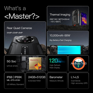 โทรศัพท์มือถือรุ่นใหม่ปี 2024 ทนทานพิเศษ 12+512GB ระบบ Android 14 พร้อมกล้องถ่ายภาพความร้อนและมองเห็นในเวลากลางคืน - Product Image 5