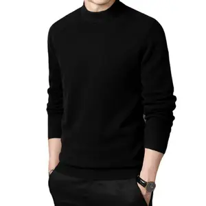 Áo Len Dệt Kim Dày Trơn Mùa Đông Nửa Cổ Cao Nửa Cashmere Thiết Kế Theo Yêu Cầu 100% Áo Len Chui Đầu Cho Nam