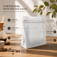 Sacs d'emballage pour café en papier kraft blanc à prix d'usine avec valve unidirectionnelle pour le stockage des grains de café torréfiés, fournitures pour les cafés