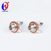 1/4 colokan gitar wanita 6.35mm TS Mono 3-Pin soket dudukan Panel perak dengan mesin cuci dan Model CK6.35-659 mur