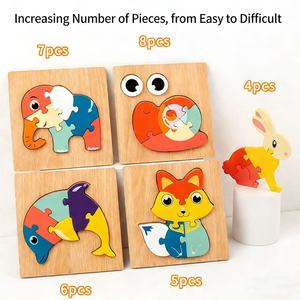 Juguetes Educativos de Madera para la Primera Infancia, Bloques de Construcción, Animales, Tráfico, Formas, Rompecabezas 3D - Product Image 4
