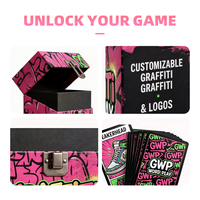 Boîte pliante à couvercle rabattable imprimée sur le thème de l'art urbain avec motif graffiti pour cartes à jouer, jeux de société et soirées skateboard