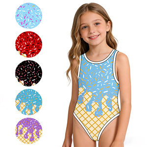 Traje de Baño Bikini de Verano Personalizado con Diseño de Helado y Chispas para Niñas Pequeñas, de Secado Rápido, Ropa de Playa para Hermanas - Product Image 1