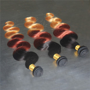 Extensiones de Cabello Humano con Tres Tonos de Color Ombre 6a 1B 33 27, Extensiones de Cabello Teñido Color Vino - Product Image 5