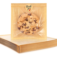 Sacs en papier kraft brun auto-scellants de qualité alimentaire, résistants à la graisse, pour biscuits, beignets, pâtisseries