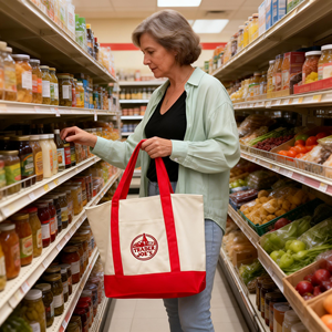 Bolsa <span class=keywords><strong>de</strong></span> Lona Mini Traders Joes al por Mayor con <span class=keywords><strong>mi</strong></span> Logotipo para Compras - Product Image 1