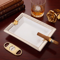 Cendrier à cigares JH Luxury en or véritable pour 2 cigares, cendrier extérieur écologique en céramique