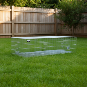 Jaula para conejos de hierro galvanizado plateado de 86.6x43.3x21.7 pulgadas para mascotas, con puerta horizontal deslizante, resistente y duradera. - Product Image 2