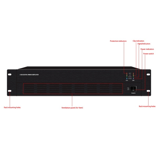 Custom 6 Channel 5.1 Aluminium Professional High Power Home Theater Audio Amplifier