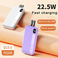 20000mAh Hochkapazitäts-Powerbank mit Eingebauten 2 Kabeln QC 3.0 22.5W PD 20W Schnellladung Powerbank 10000mAh