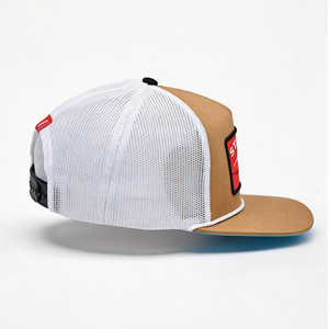 Gorra Trucker Unisex con Logotipo Personalizado, Malla Trasera Blanca y Marrón, Cierre a Presión, Parche, 5 Paneles, Estructurada, Tela Común, para Deportes al Aire Libre, Casual - Product Image 6