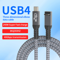 Kabel USB4 240W, pengisian daya cepat kecepatan tinggi Transfer Data 40Gbps tampilan Video 8K 60Hz Thunderbolt 4/5 untuk iPhone & Laptop tipe-c