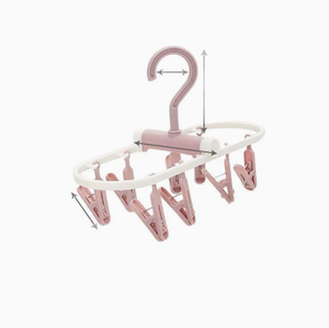 12 Clip Foldable <b>Plastic</b> Clothes Drying Hanger Portable Rectangular Hanging <b>Rack</b> for Socks Underwear Baby Clothes - Product Image 1