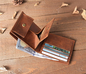 Ya468 Vintage America Design Bifold Men Wallet Cuero de vaca Coin Pocket Cash Wallet para Cowboy Man - Product Image 4