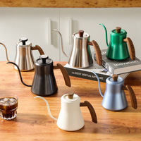 Carafe à café en acier inoxydable Unisweet avec bec long de précision, pour infusion manuelle, poignée style bois, cadeau idéal