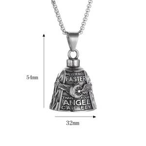 Listo para Enviar: Collar de Acero Inoxidable 316L con Campana Guardiana 'Nunca Conduzca Más Rápido Que <span class=keywords><strong>Tu</strong></span> Ángel Pueda Volar', Campana del Espíritu del Motociclista RTS - Product Image 5