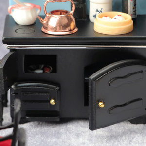 Maison de poupée 1:12 mini meubles cuisine micro scène modèle vintage <span class=keywords><strong>poêle</strong></span> noir - Product Image 5