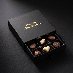 Boîte à <span class=keywords><strong>chocolat</strong></span> rigide de luxe avec tiroir, couleur ivoire crème, logo en feuille d'or, emballage pour <span class=keywords><strong>chocolat</strong></span> belge individuel, idéale pour les cadeaux de mariage - Product Image 1