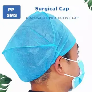 Adjustable Hospital Disposable PP Non Woven Doctor Nurse Cap With Elastic Or Tie On Surgical Medical Cap