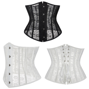 14 امرأة خصر من البلاستيك الجوفاء-Bustier شبكة قصيرة من الدانتيل تحت الصدر مستوى تحكم قوي للتنفس - Product Image 1