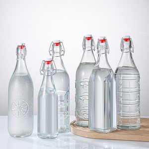 Sang Trọng 750Ml 250Ml <span class=keywords><strong>1000Ml</strong></span> Thủy Tinh Chai Rượu Vang Với Nắp Cao Su Và Đồ Uống Chai Sữa Khóa Cho Tequila Và Trái Cây Bao Bì - Product Image 1