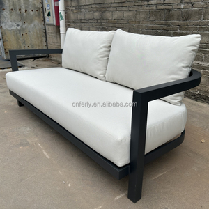 FERLY Moderne T-back Design Extérieur Jardin En Aluminium Canapé Ensemble 4 Pièces Antirouille En Aluminium et Bois De <span class=keywords><strong>Teck</strong></span> Matériau De Revêtement En Poudre - Product Image 5
