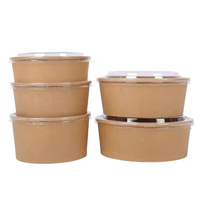 Bol à Salade et Soupe Rond en Papier Kraft SenAng Factory avec Couvercle 500ml 750ml 1000ml 1100ml 1300ml, Conteneur Alimentaire à Emporter en Papier Kraft