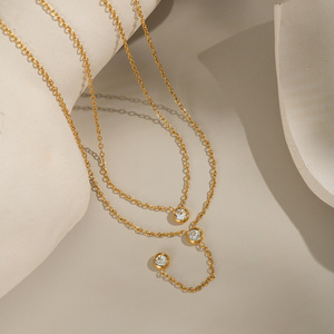 <strong>High</strong>-<strong>End</strong> Elegant Stainless Steel Y-Shape Pendant Necklaces Zircon Geometric Clavicle Chain for Party Trendy Elegant <strong>Jewelry</strong> - Product Image 2