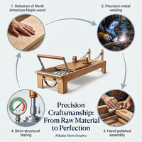 Barril de Pilates Profesional de Madera de Roble de Grado Estudio, Construcción Duradera de Madera Sólida para Gimnasio, Entrenamiento Personal y Profesional