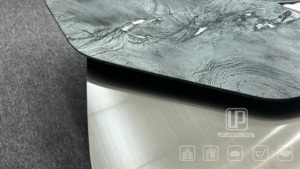 Mesa Auxiliar Moderna de Mármol Natural, Mesa de Centro de Acero Inoxidable con Acabado Bronce Antiguo, Mesa de Centro de Mármol con Metal Dorado - Product Image 4