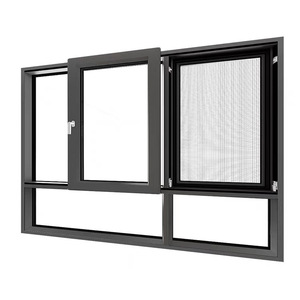 Ventanas <span class=keywords><strong>Corredizas</strong></span> Verticales Modernas <span class=keywords><strong>de</strong></span> Aleación <span class=keywords><strong>de</strong></span> Aluminio, Insonorizadas, con Mampara Plegable <span class=keywords><strong>de</strong></span> Acero Inoxidable para Balcón - Product Image 1
