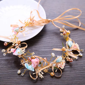 Serre-tête Couronne de Fleurs en Perles, Accessoires <span class=keywords><strong>Cheveux</strong></span> Mariée et Demoiselle d'honneur, Coiffe de Mariage Faite Main <span class=keywords><strong>avec</strong></span> Nœud Papillon Tendance - Product Image 4
