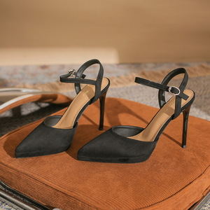 Zapatos de Tacón Alto 1087C con Punta en Pico, Correa en el Tobillo y Hebilla, Color Sólido, Cómodos, para Mujer, Verano - Product Image 3