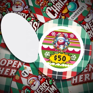 Billets de jeu à déchirer pour surprises de Noël, conception personnalisée en ligne gratuite, carte, logo, taille et matériau sur mesure pour les fêtes aux États-Unis, vente au détail - Product Image 1