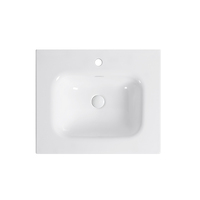 Robinet de lavabo moderne à trou unique en céramique à bord fin, à poser sur le dessus, pour salle de bain, hôtel, villa, appartement, blanc, rectangulaire