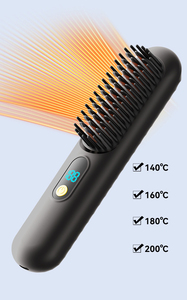 แปรงยืดผมเซรามิกไร้สายพร้อมจอแสดงผล LED สำหรับใช้ในบ้าน เครื่องมือจัดแต่งทรงผมแบบประจุลบ ชาร์จซ้ำได้ ป้องกันผมร่วง - Product Image 4